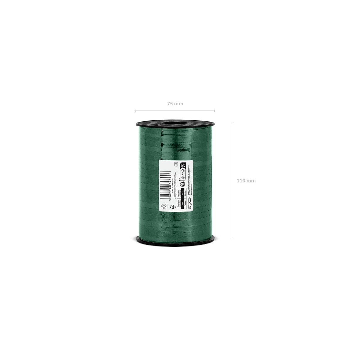 Plastic ribbon, dark green, 5mm/225m