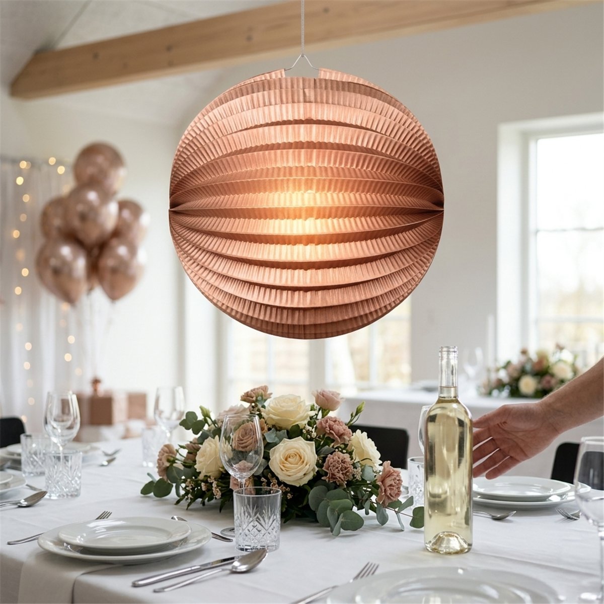 1 stk. Papirlanterne Rose Guld Metallic 25 cm 1 stk. Papirlanterne Rose Guld Metallic 25 cm