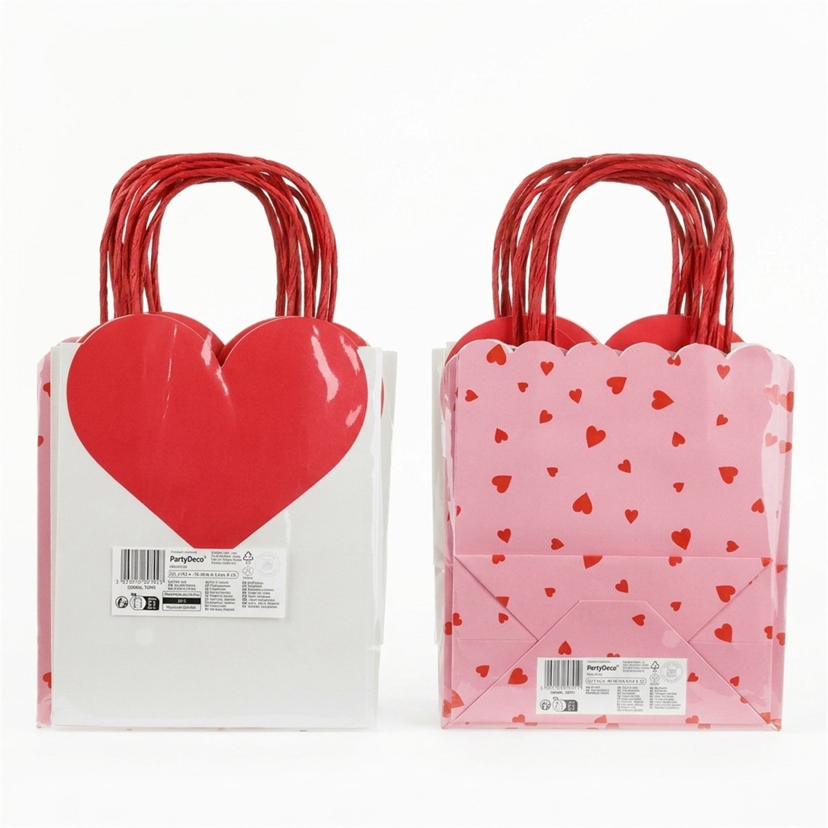 Gift bags Hearts, 14.5x18-19.4x8 cm, mix (1 pkt / 6 pc.) Gift bags Hearts, 14.5x18-19.4x8 cm, mix (1 pkt / 6 pc.)