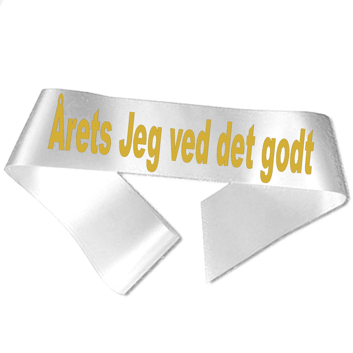 Årets Jeg ved det godt Ordensbånd Hvid med Guldtryk Årets Jeg ved det godt Ordensbånd Hvid med Guldtryk