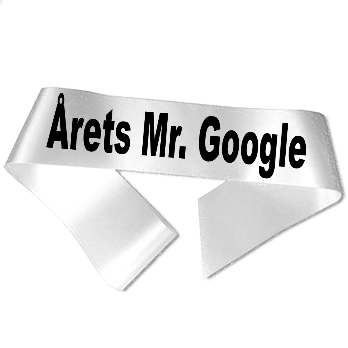 Årets Mr. Google Ordensbånd Hvid med Sort Tryk Årets Mr. Google Ordensbånd Hvid med Sort Tryk