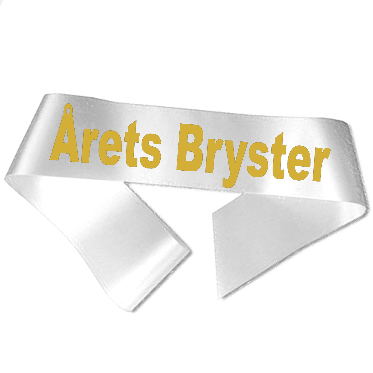Årets Bryster Ordensbånd Hvid med Metallic Guldtryk Årets Bryster Ordensbånd Hvid med Metallic Guldtryk