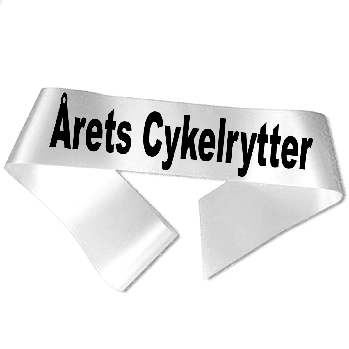 Årets Cykelrytter Ordensbånd Hvid med Sort Tryk Årets Cykelrytter Ordensbånd Hvid med Sort Tryk