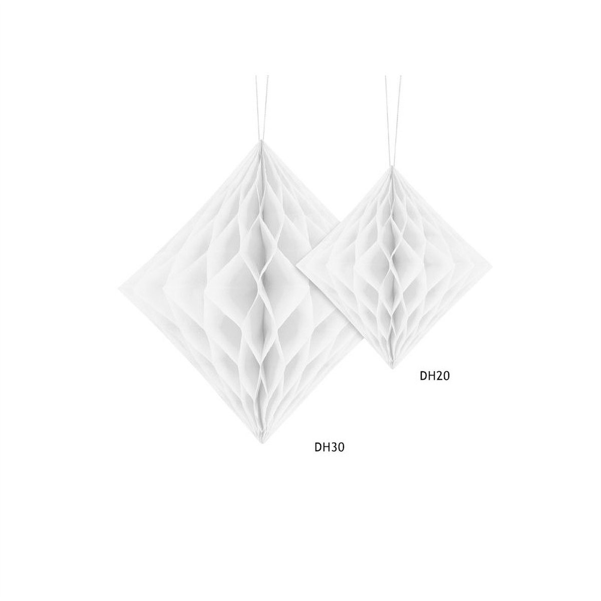 Papirdekoration Honeycomb Diamant hvid 20 cm Papirdekoration Honeycomb Diamant hvid 20 cm