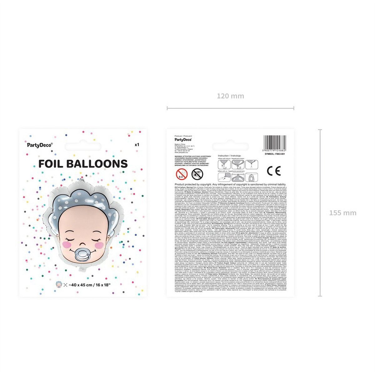 Folieballon Babydreng Lyseblå 40 x 45 cm Folieballon Babydreng Lyseblå 40 x 45 cm