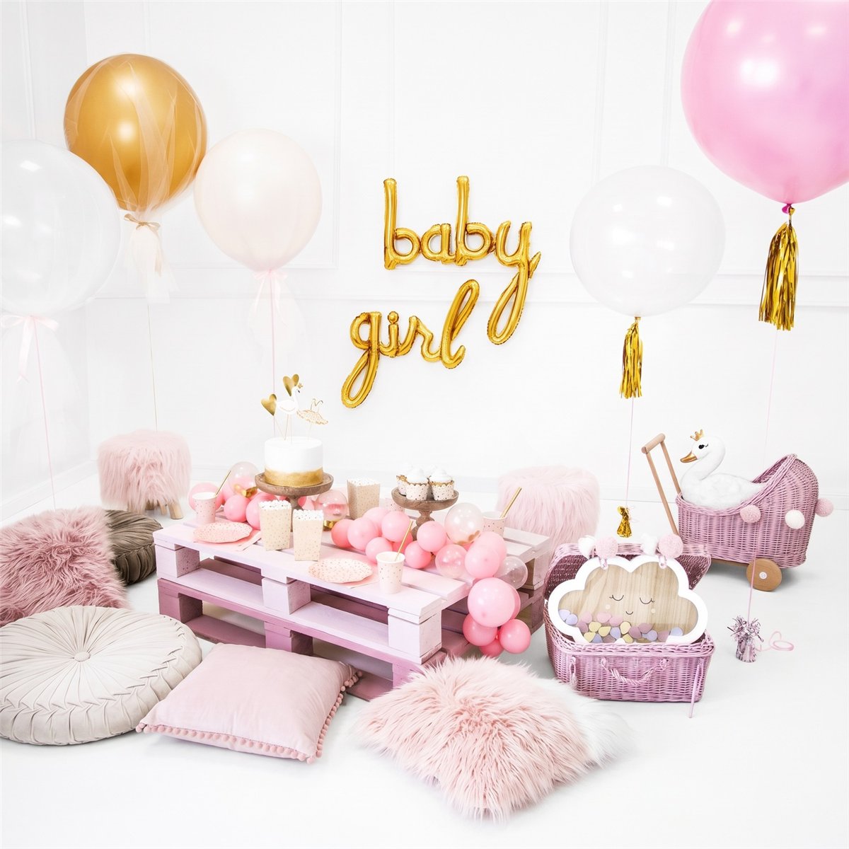 K&aelig;mpe Latexballon Pink 1 meter