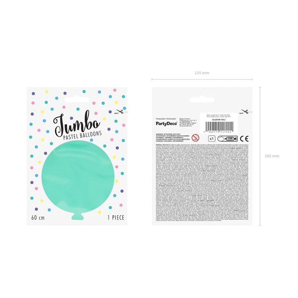 1 stk. Kæmpeballon Latex Pastel Mint 60 cm 1 stk. Kæmpeballon Latex Pastel Mint 60 cm