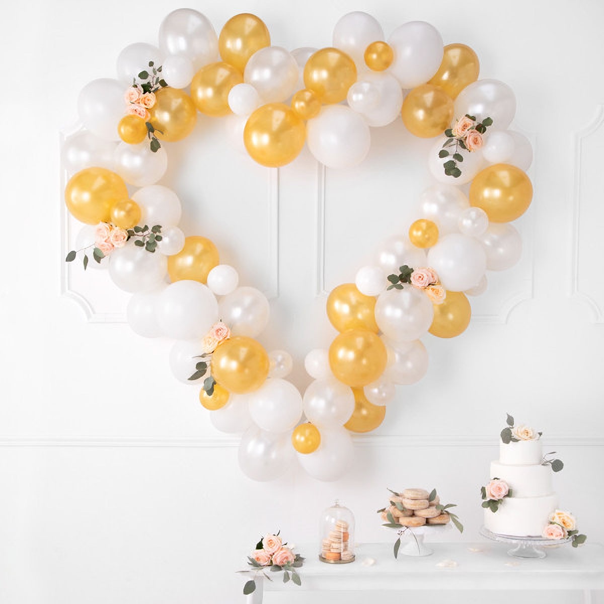 Ballonhjerte Sæt Hvid og Guld 166x160 cm Ballonhjerte Sæt Hvid og Guld 166x160 cm