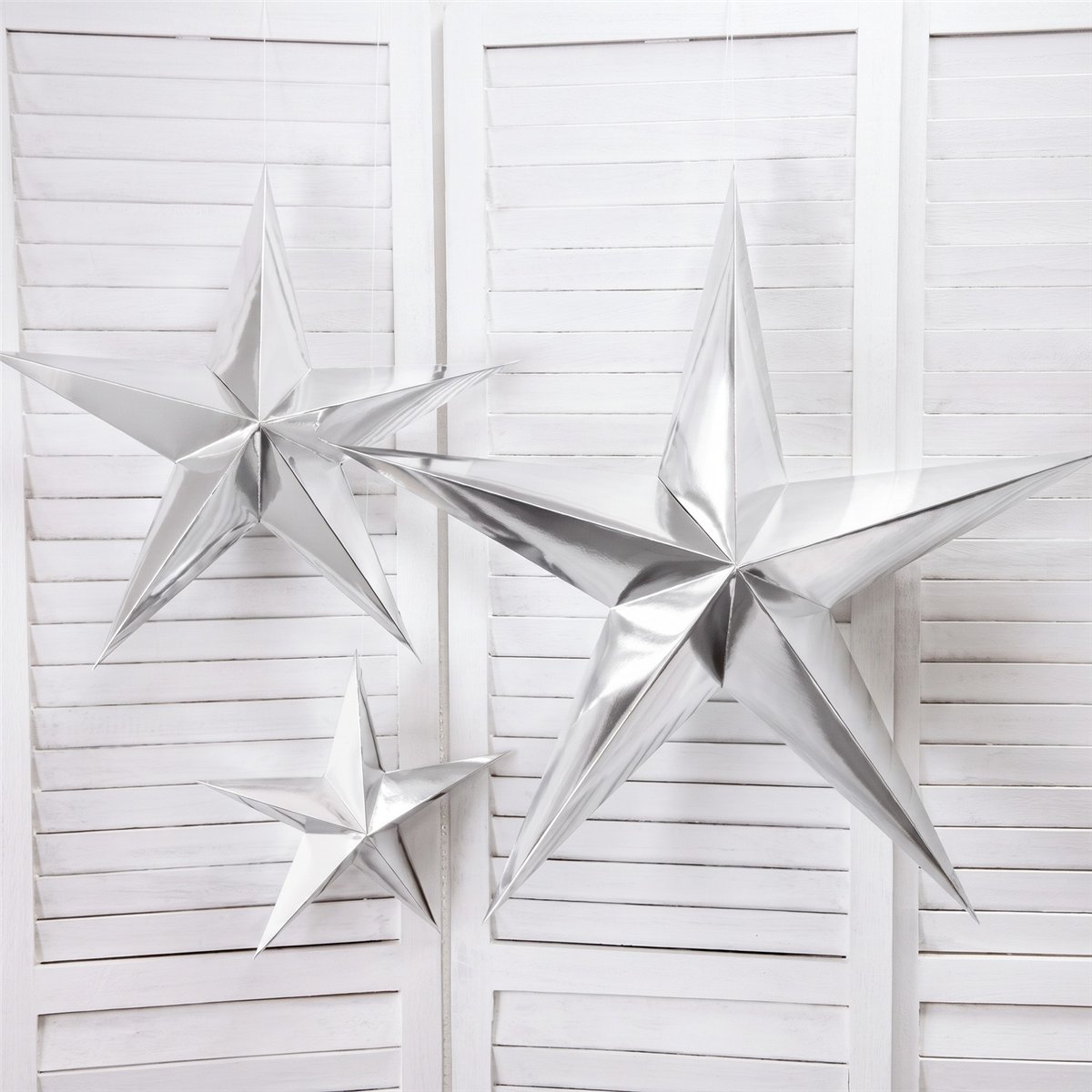 Papirstjerne i Sølv Metallic Karton 30 cm Papirstjerne i Sølv Metallic Karton 30 cm