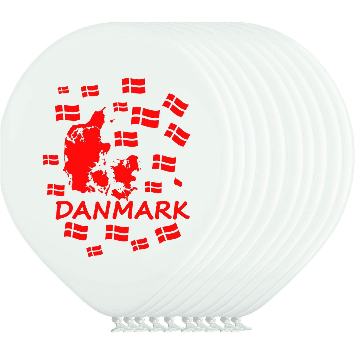 10 stk. Latexballoner Danmark Rød/Hvid 26 cm 10 stk. Latexballoner Danmark Rød/Hvid 26 cm