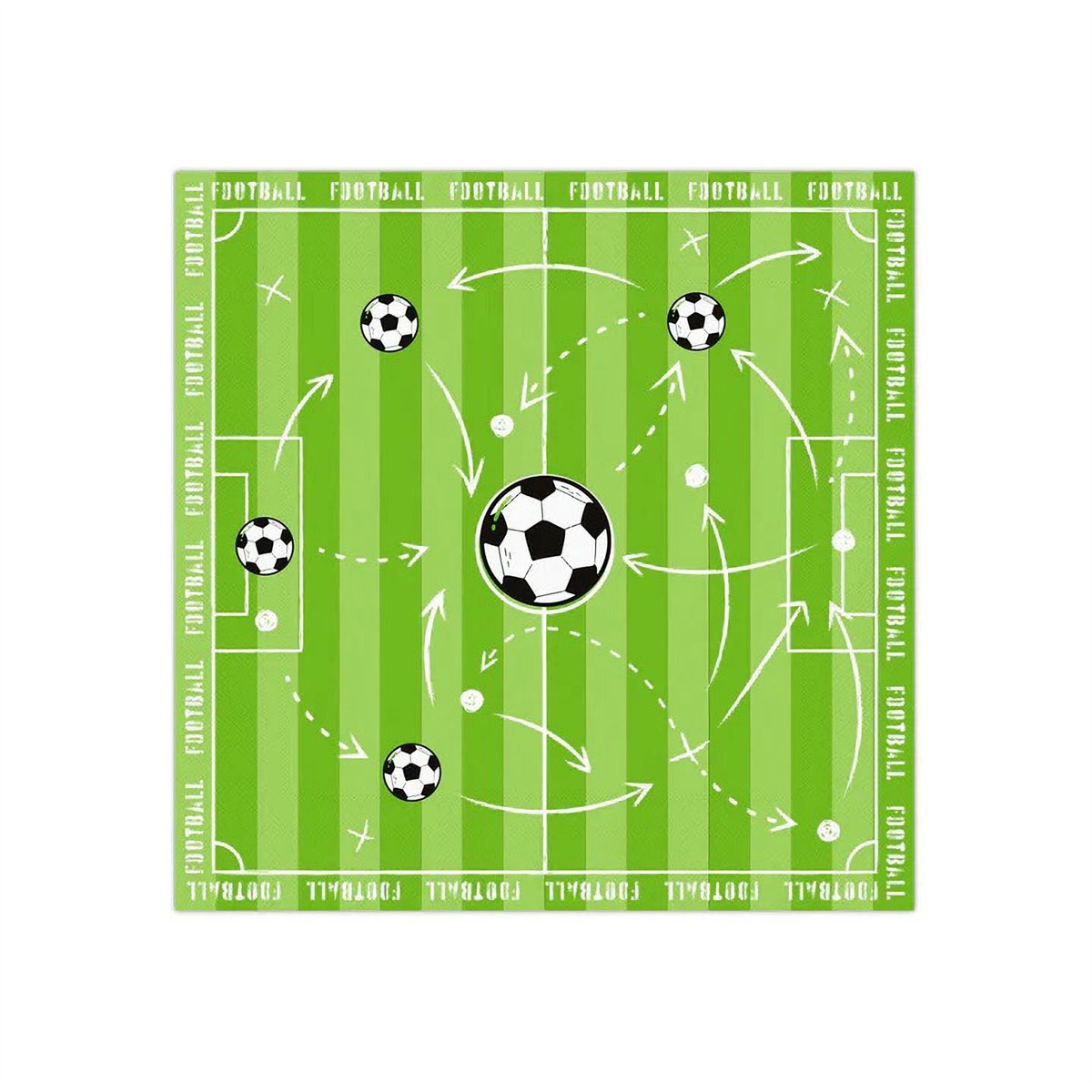 10 stk. Servietter Fodbold Farvemix 33x33 cm 3-lags