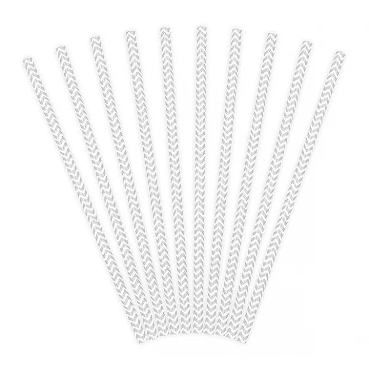10 stk. Papirsugerør Sølv Hvid Zigzag 20,5 cm 10 stk. Papirsugerør Sølv Hvid Zigzag 20,5 cm