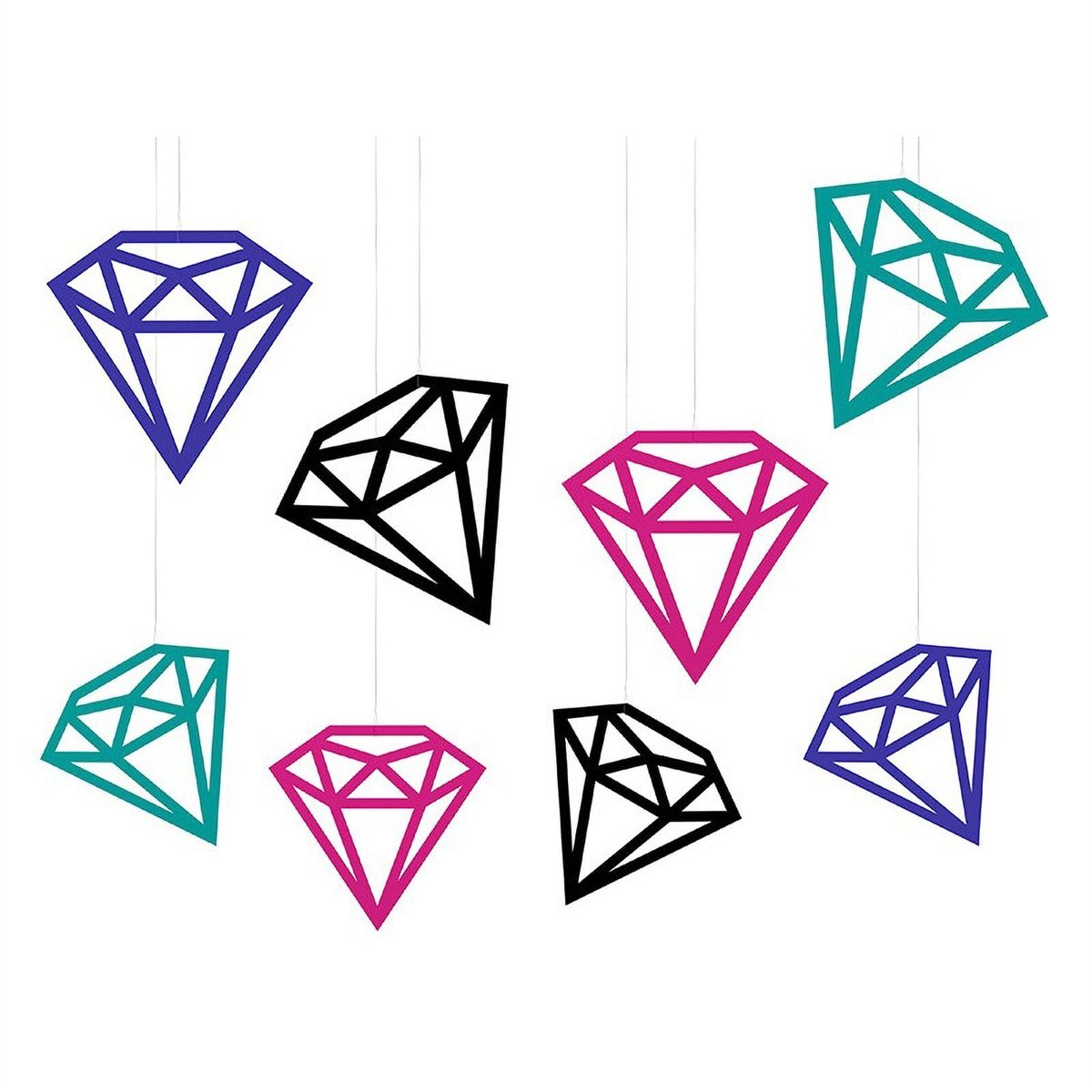 8 stk. Diamant Dekorationer Papir Mixdesign 30 cm 8 stk. Diamant Dekorationer Papir Mixdesign 30 cm