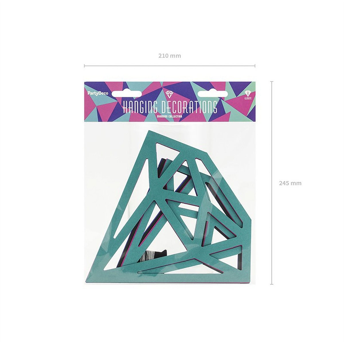 8 stk. Diamant Dekorationer Papir Mixdesign 30 cm 8 stk. Diamant Dekorationer Papir Mixdesign 30 cm