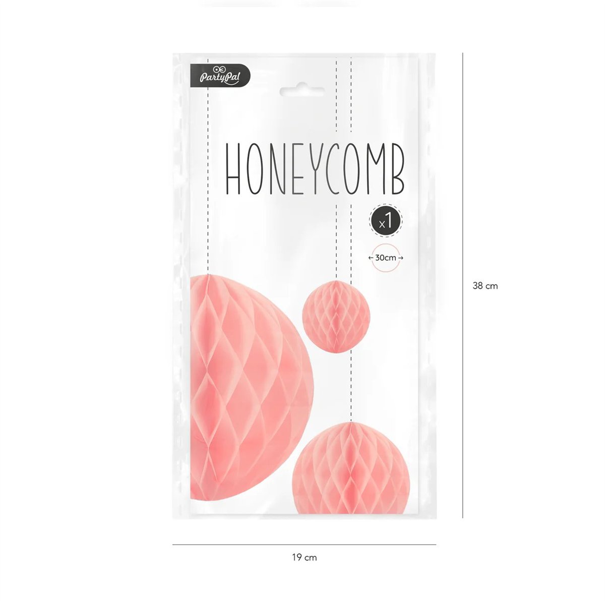 1 stk. Honeycomb Kugle lys pink papir 30 cm