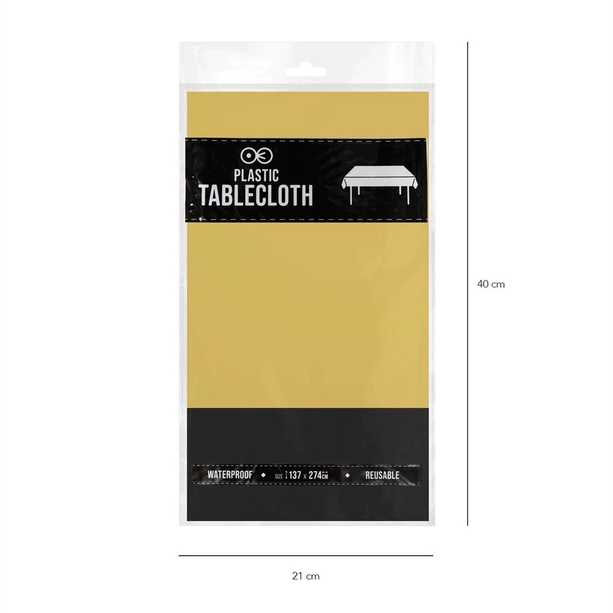 Plastikdug i Guld med Sort Kant 137x274 cm Plastikdug i Guld med Sort Kant 137x274 cm
