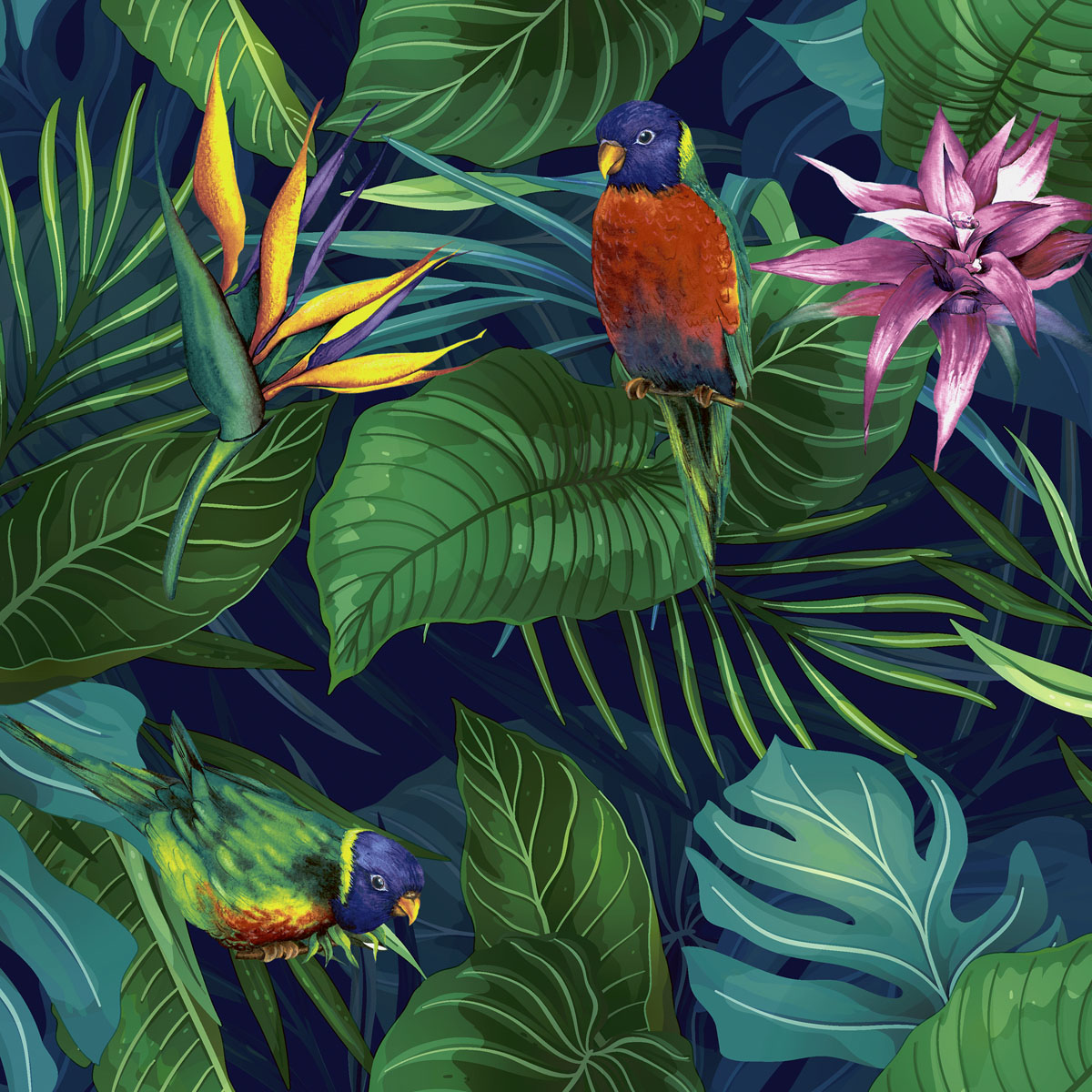 20 stk. Servietter Tropiske Fugle Jungle Tema 24 cm 20 stk. Servietter Tropiske Fugle Jungle Tema 24 cm