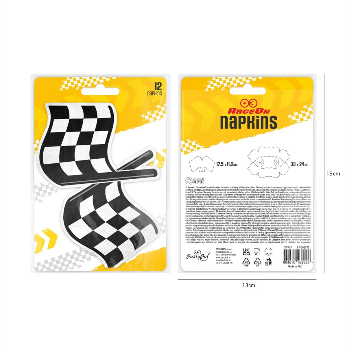 12 stk. Servietter Racerbiler 33x24 cm 3-lags 12 stk. Servietter Racerbiler 33x24 cm 3-lags