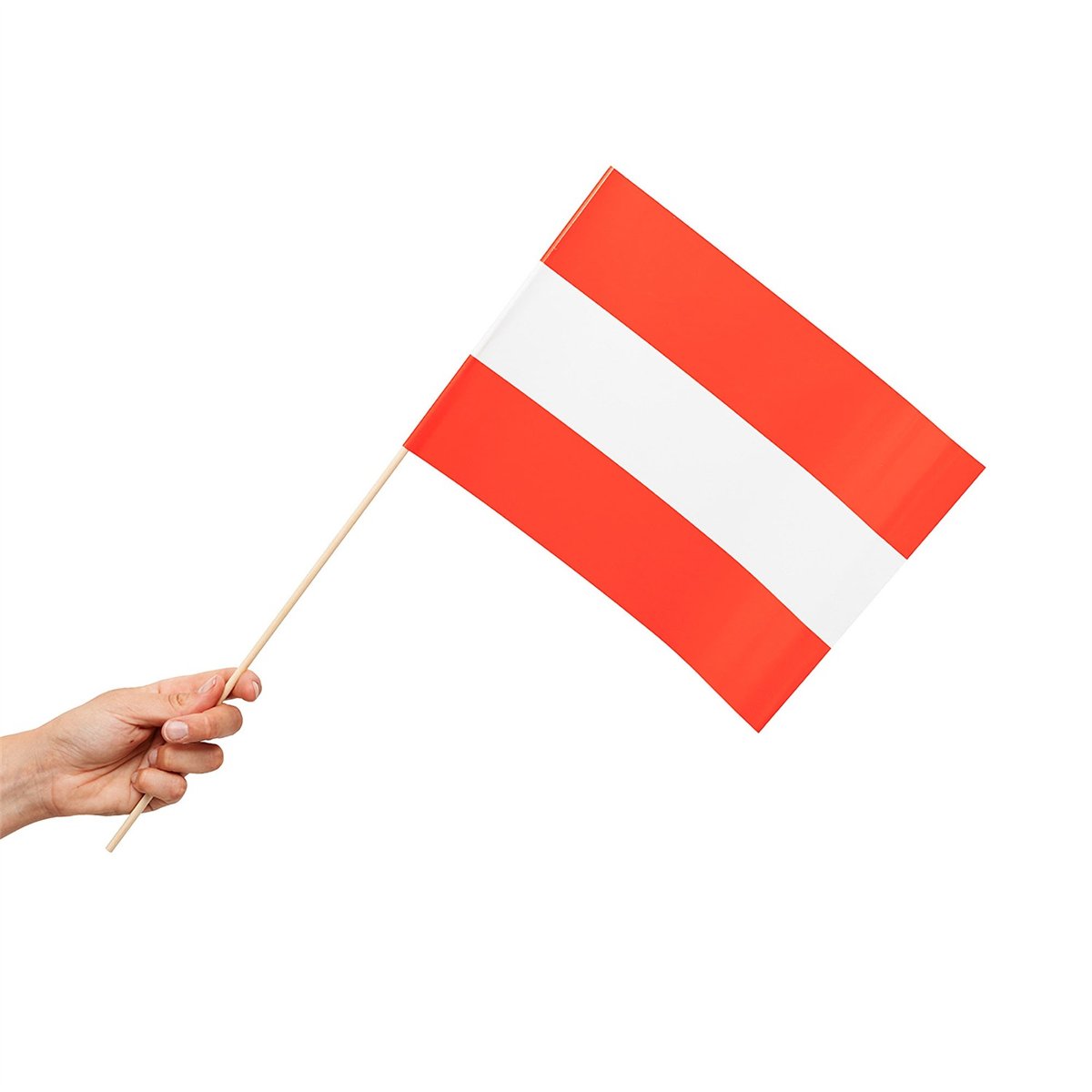 10 stk. Papirflag Østrig rød/hvid 20x30 cm træpind 10 stk. Papirflag Østrig rød/hvid 20x30 cm træpind