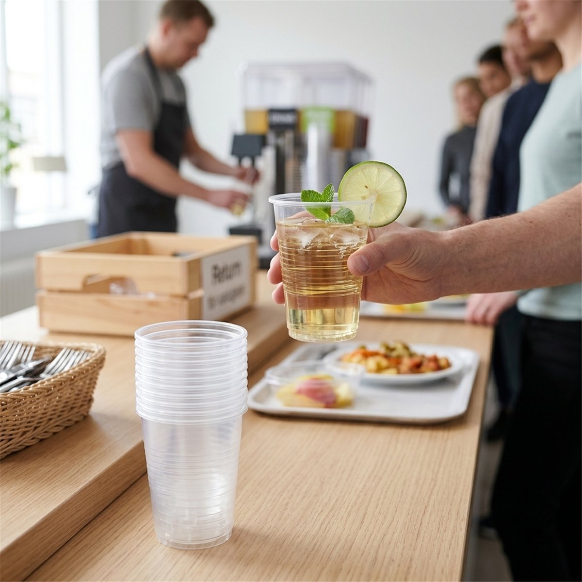 100 stk. Plastglas 200 ml PP transparent til genbrug 100 stk. Plastglas 200 ml PP transparent til genbrug