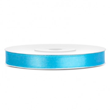 25 meter. Satinbånd, Lyseblå, 6 mm bred, elegant og skinnende polyester til dekorationer