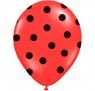 6 stk Røde balloner med sort prikker