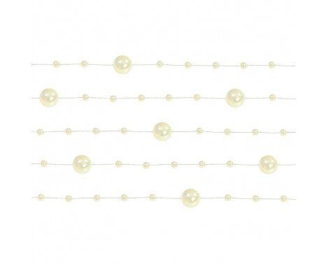 5 Stk. Creme perlekæde til dekoration - Pakke a 130 cm