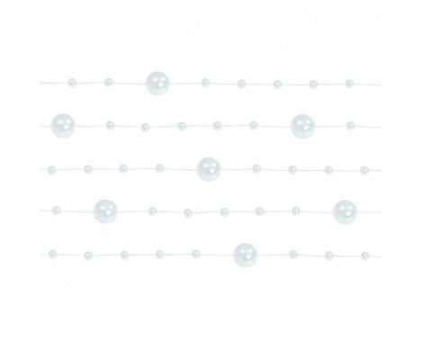 5 Stk. Hvid perlekæde til dekoration - Pakke a 130 cm