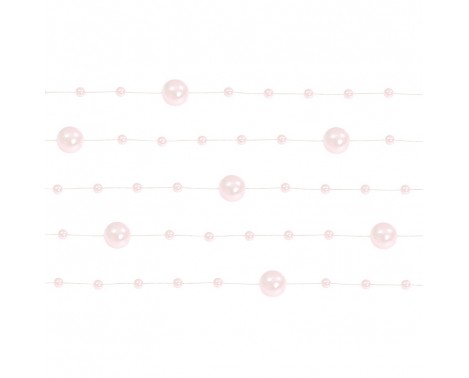 5 Stk. Sart pink perlekæde til dekoration - Pakke a 130 cm