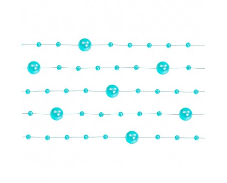 5 Stk. Turkis perlekæde til dekoration - Pakke a 130 cm
