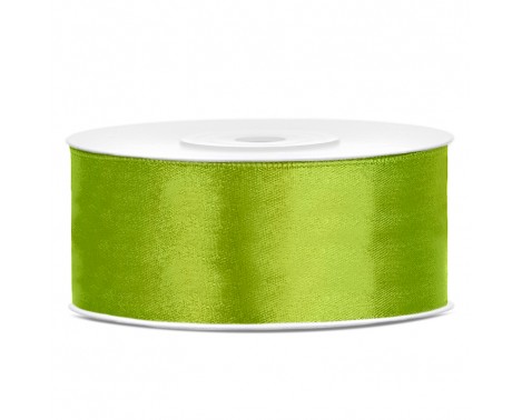Satinbånd 25mm x 25m Lime - Glat silkelook