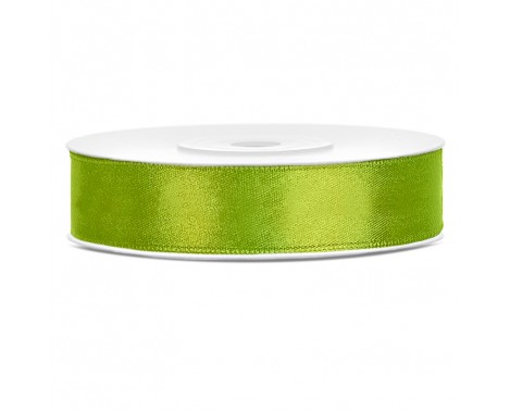 Satinbånd 12mm x 25m Lime - Glat silkelook