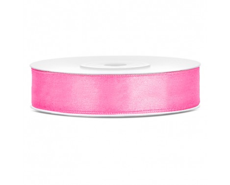 Satinbånd 12mm x 25m Pink - Glat silkelook