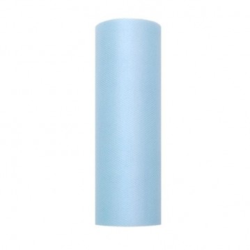 Tylrulle himmelblå polyester 15 cm x 9 meter – Elegant dekoration til bryllup & fest