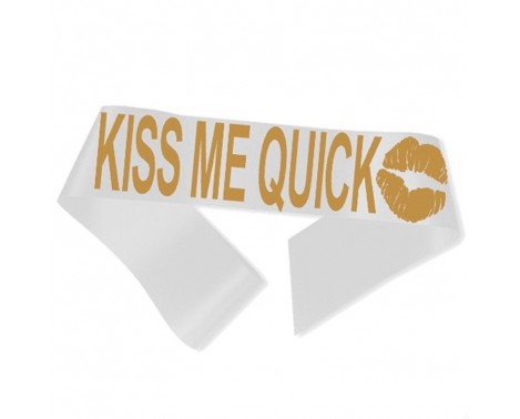 Kiss me quick ordensbånd i hvid