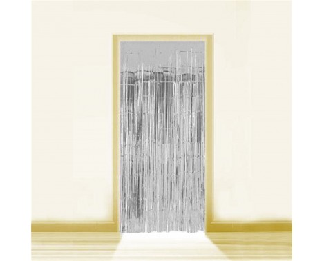 Sølv Lametta - Dørforhæng - 0,9 x 2,5 meter