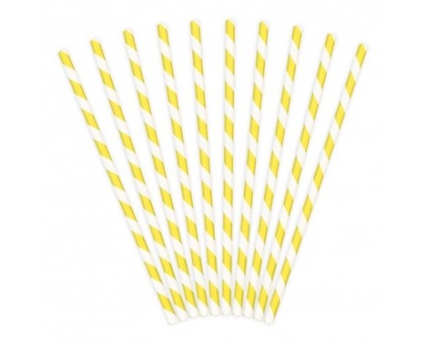 Papirsugerør 10 stk Twiste gul - hvid