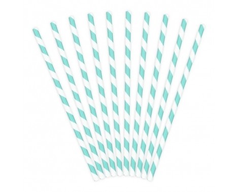 Papirsugerør 10 stk Twiste lyseblå - hvid