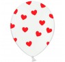 6 stk Hvide balloner med røde hjerter