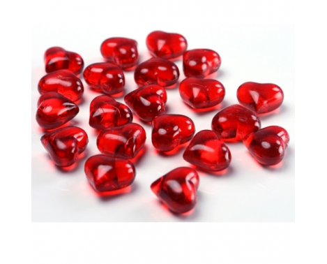 Røde Hjerte Diamanter, 30 stk. a 21 mm. 