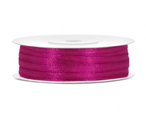 Satinbånd 3mm x 50m Fuchsia - Glat silkelook