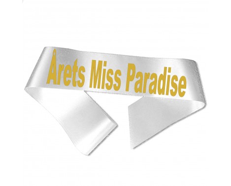 Årets Miss Paradise guld metallic tryk - Ordensbånd