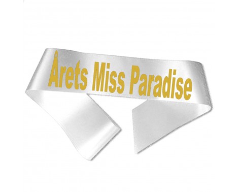 Årets Miss Paradise - Metallic guld tryk - Ordensbånd Årets Miss Paradise - Metallic guld tryk - Ordensbånd