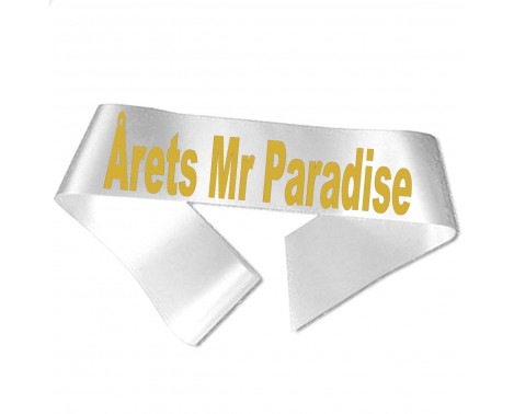 Årets Mr Paradise guld metallic tryk - Ordensbånd