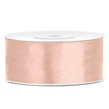 Satinbånd 25mm x 25m Lys fersken - Glat silkelook