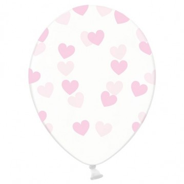 6 stk. Krystal latexballoner klar med pink hjerter – Perfekt til festlig loftdekoration 12