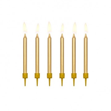 6 stk Kagelys 6 cm guld