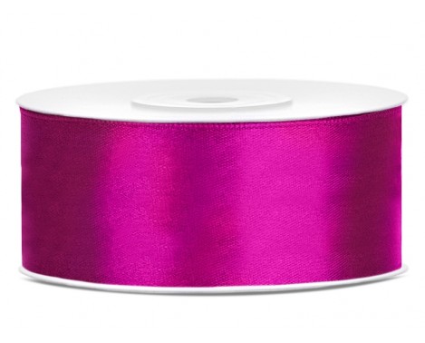 Satinbånd 25mm x 25m Fuchsia - Glat silkelook