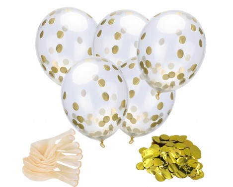 18 stk Konfetti ballon - Guld 12" - 30 cm