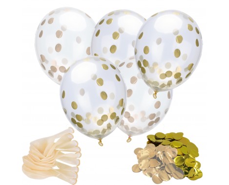 18 stk Konfetti ballon - Rosen guld og guld 12" - 30 cm